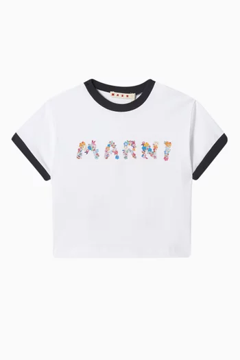 Floral Logo-print T-shirt in Cotton