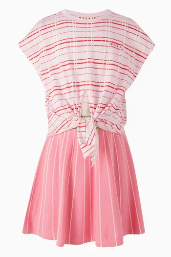 Check-print Knotted T-shirt in Cotton