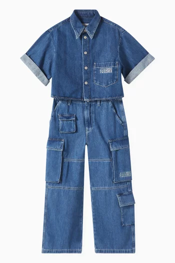 Cargo Jeans in Cotton-denim