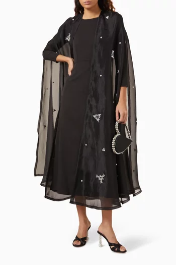 Mirror Pattern Embroidered Cape Set