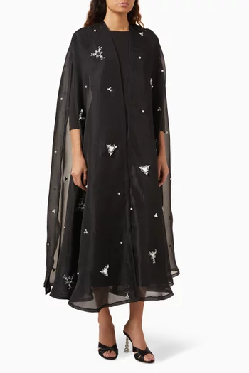 Mirror Pattern Embroidered Cape Set