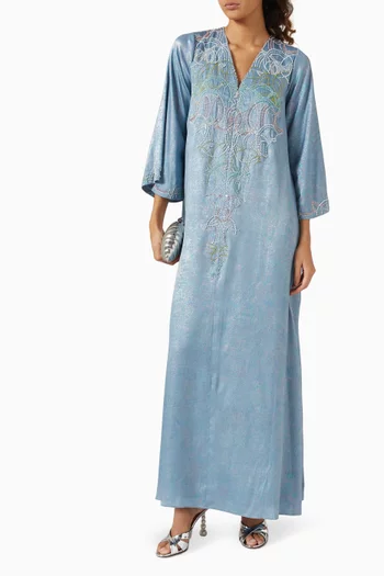 Embroidered Jalabiya in Crepe