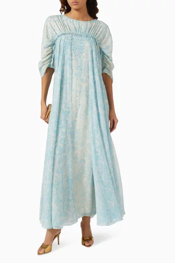 Snake Print Embellished Maxi Dress