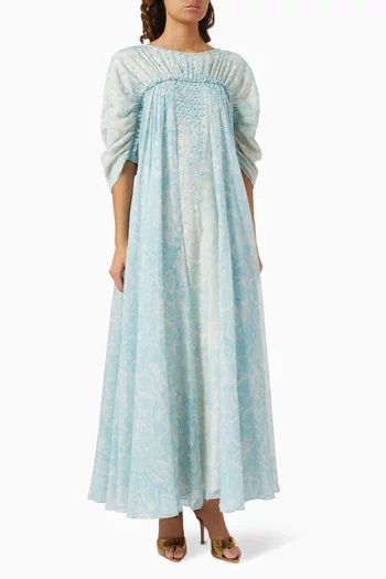 Snake Print Embellished Maxi Dress