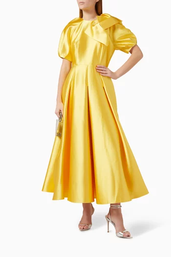 Bow Pleated Maxi Dress