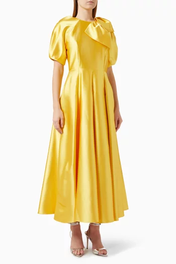 Bow Pleated Maxi Dress