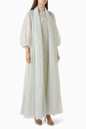 Embellished 3-piece Abaya Set in Organza & Tulle