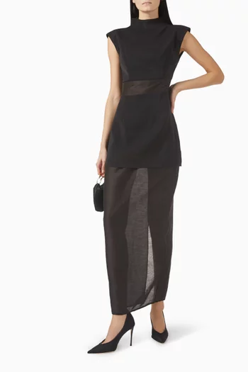 Bond Sheer-skirt Maxi Dress in Mesh