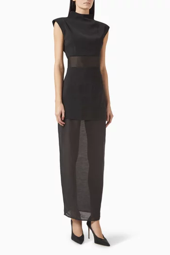 Bond Sheer-skirt Maxi Dress in Mesh