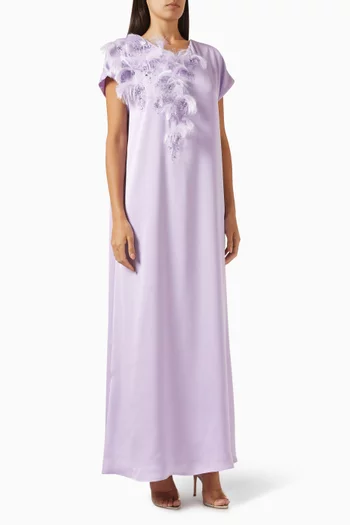 قفطان برقعات مزينة بالريش