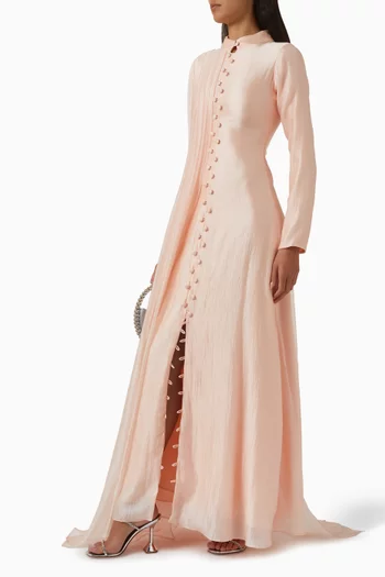 Pleated Cape Maxi Dress