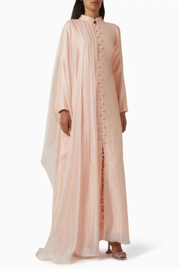 Pleated Cape Maxi Dress