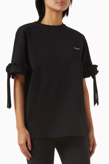 Logo Ruffle-trim T-shirt in Organic Cotton