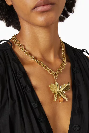 Lulu Flower Necklace in Brass
