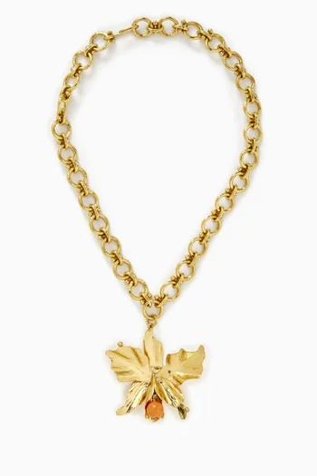Lulu Flower Necklace in Brass