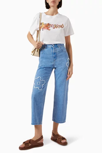 Embroidered Straight-leg Jeans in Denim