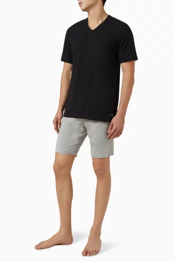 V-neck T-shirts in Micro Stretch-jersey, Set of 3