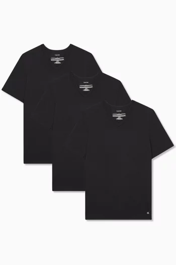 V-neck T-shirts in Micro Stretch-jersey, Set of 3