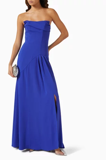 Wavy Strapless Maxi Dress