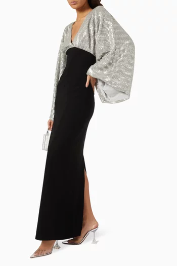 Sequin-embellished Bodice Maxi Dress