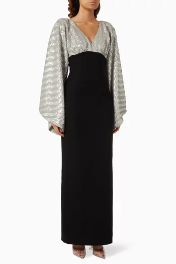 Sequin-embellished Bodice Maxi Dress