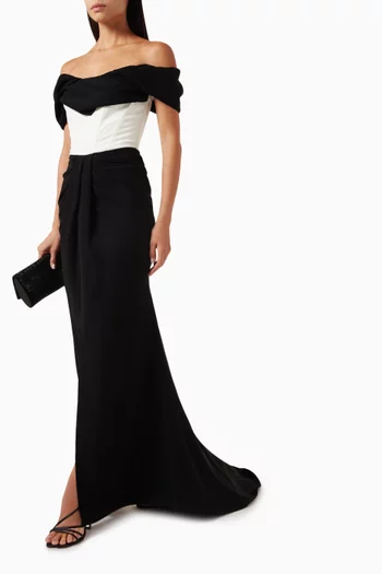 Off-shoulder Draped Maxi Dress