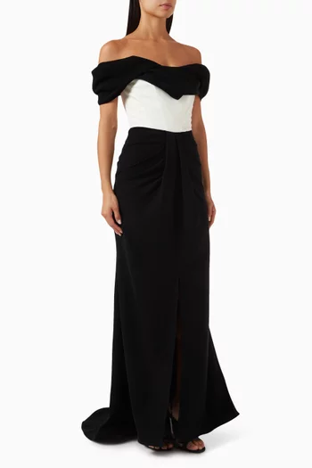 Off-shoulder Draped Maxi Dress
