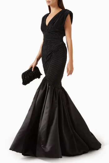 V-neck Layered Mermaid Gown