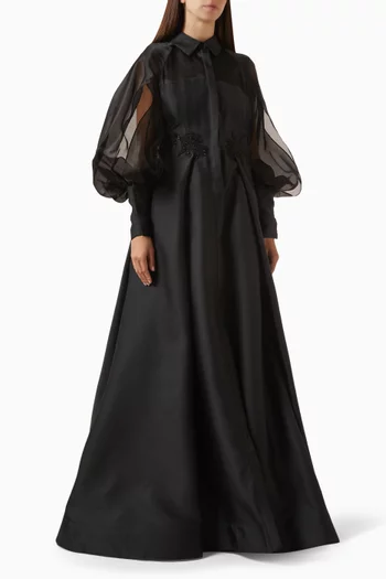 Puffy Sleeve Chemisier Gown