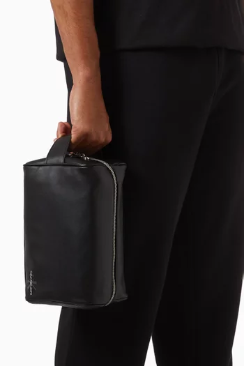 Mono Logo Toiletry Bag in Faux Leather