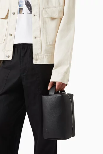 Logo Wash Bag in Faux Leather