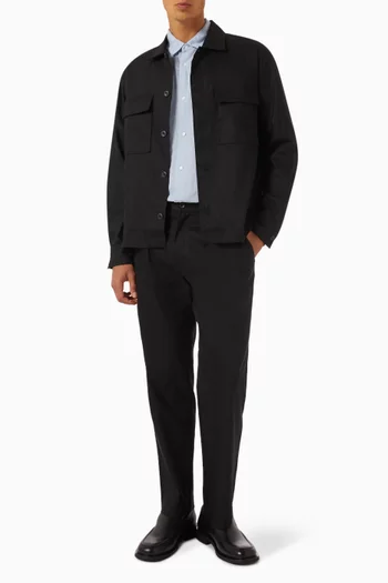 Overshirt in Stretch Linen-blend