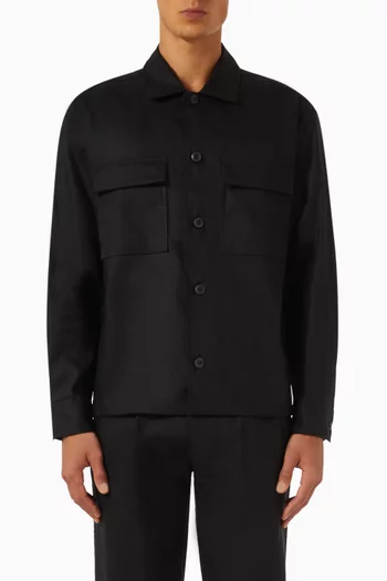 Overshirt in Stretch Linen-blend