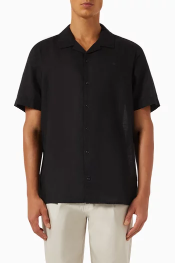 Cuban Collar Shirt in Linen-blend