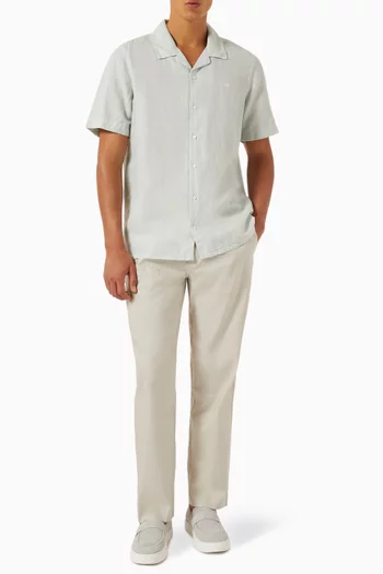 Cuban Collar Shirt in Linen-blend