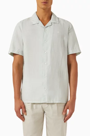 Cuban Collar Shirt in Linen-blend