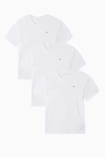 طقم تي شيرت بفتحة رقبة مستديرة قطن، 3 قطع