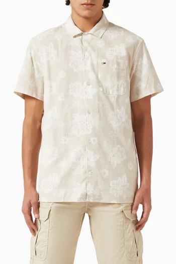 Textured Short Sleeve Shirt in Slub Cotton
