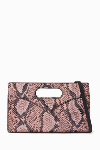 Small Diamond Tote in Snake-embossed Leather