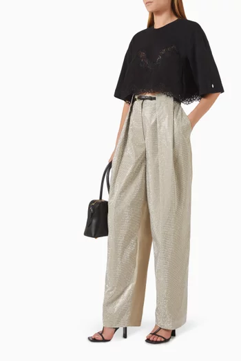 Rhinestone-embellished Pants in Cotton