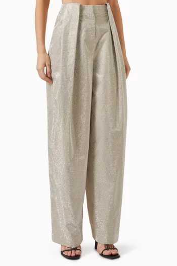 Rhinestone-embellished Pants in Cotton
