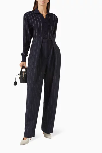 Pinstripe Balloon Pants in Wool Blend