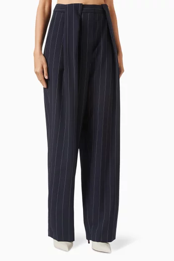 Pinstripe Balloon Pants in Wool Blend