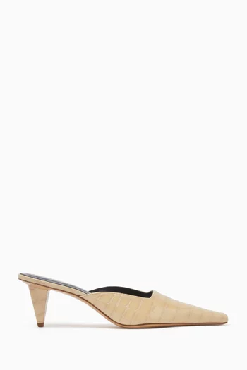 Iris 65 Mules in Croc-embossed Leather