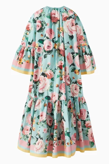 Floral-print Maxi Dress in Cotton-poplin