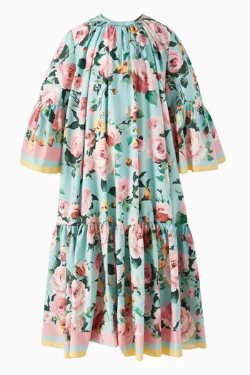 Floral-print Maxi Dress in Cotton-poplin