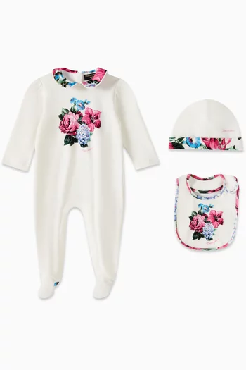 Bouquet Print 3-piece Gift Set in Cotton Jersey