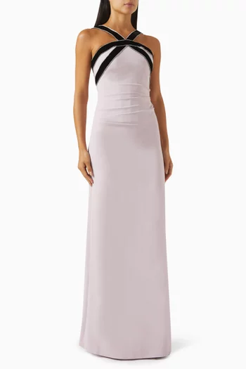 Bow Muse Embellished Gown in Crepe