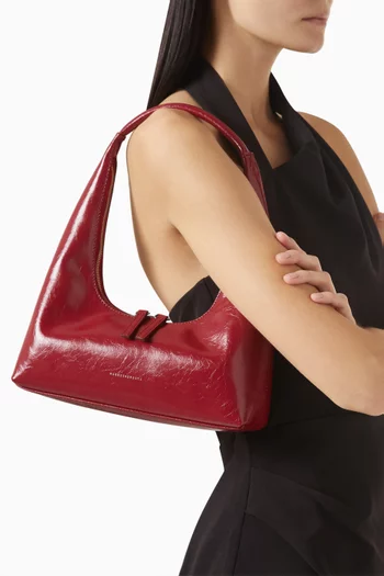 Small Hobo Shoulder Bag in Crinkled Leather