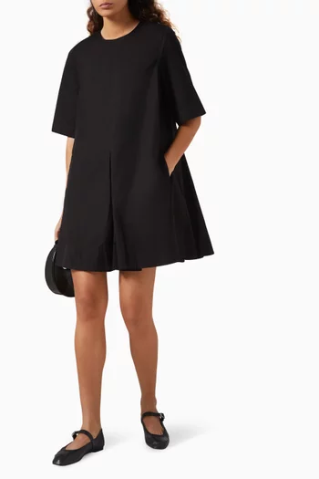 Pleated Cotton Mini Dress